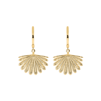 Fan Tail Midi Huggie Earrings Gold Plate