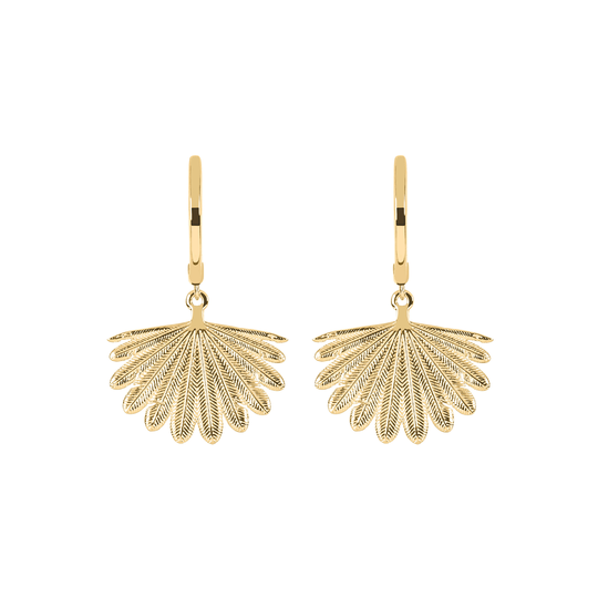 Fan Tail Midi Huggie Earrings Gold Plate