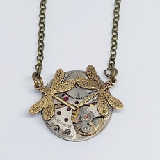 Steampunk Pendant Double Dragonfly-jewellery-The Vault