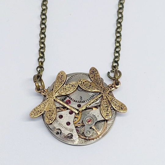 Steampunk Pendant Double Dragonfly