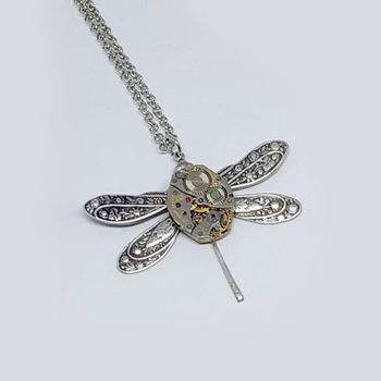 Timepiece Dragonfly Pendant Silver