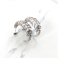 Silver Fern Hoop Earrings-jewellery-The Vault