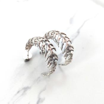 Silver Fern Hoop Earrings