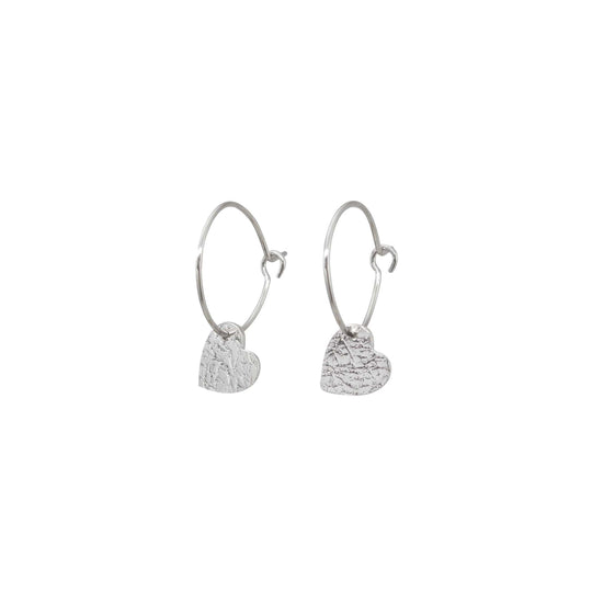 Sweetheart Hoop Earrings Silver