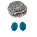 Oval Diatom Enameled Earrings Blue