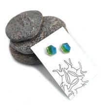 Enameled Studs Hexagon-jewellery-The Vault