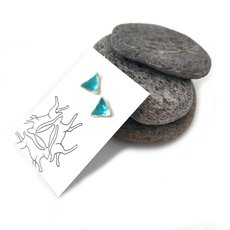 Enameled Studs Triangle Turquoise Blue-jewellery-The Vault