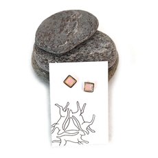 Enameled Studs Square Pink-jewellery-The Vault