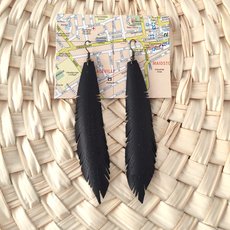 Up-Bicylced Feather Earrings Medium-jewellery-The Vault