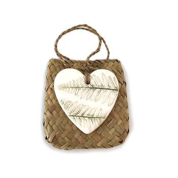 Ceramic Heart On Kete Fern Pattern