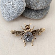 Large Bee Brooch Brass-jewellery-The Vault