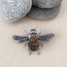 Large Bee Brooch Silver-jewellery-The Vault