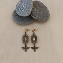 Window Earrings Bullet and Bee Brass