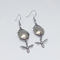 Art Deco Earrings Threepence Silver Bee-jewellery-The Vault