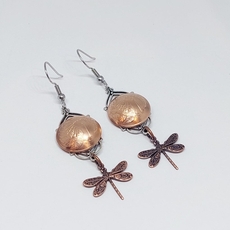 Art Deco Earrings One Cent Copper Dragonfly-jewellery-The Vault