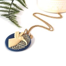 Huia Disc Weave Pendant Moroccan Blue-jewellery-The Vault