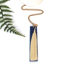 Huia Feather Pendant Moroccan Blue-jewellery-The Vault