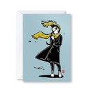 Windy Welly Girl Yellow Scarf Card