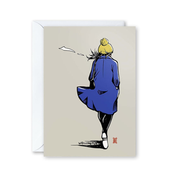 Windy Welly Girl Blue Coat Card