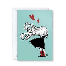 Windy Welly Girl Red Boots Card-cards-The Vault