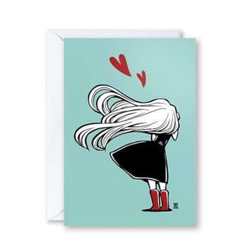 Windy Welly Girl Red Boots Card