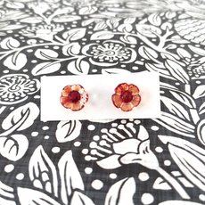 Glass Five Petal Flower Flame Red-jewellery-The Vault