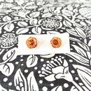 Glass Five Petal Flower Studs Amber