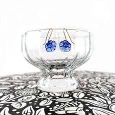 Floral Drop Earrings Mid Blue-jewellery-The Vault
