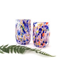 Glass Tumbler Purple Yellow Orange-artists-and-brands-The Vault