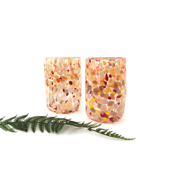 Glass Tumbler Yellow Orange Beige