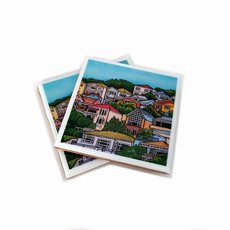 Mt Victoria Wellington Houses 2 Art Tile Coaster-artists-and-brands-The Vault