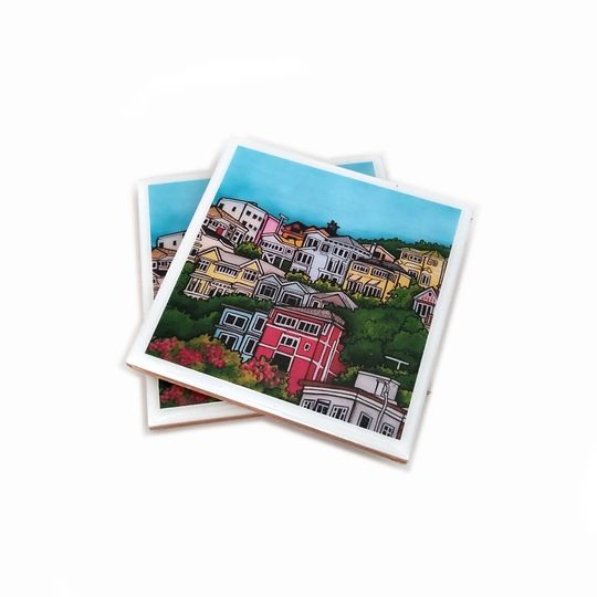 Mt Victoria Wellington Houses 1 Art Tile Coaster
