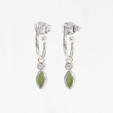 Pounamu and Cubic Zirconia Petit Blossom Earrings-jewellery-The Vault