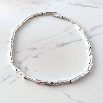 Kauri Medium Bead Necklace Short Silver