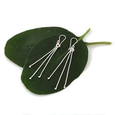 Drop Twig Earrings Silver-jewellery-The Vault