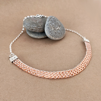 Fine Silver and Copper Hand Woven Necklace