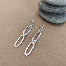 Oval Link Earrings Silver-jewellery-The Vault