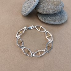 Silver and Brass Diamond Window Link Chain Bracelet -jewellery-The Vault