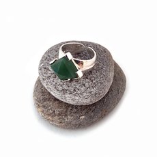 Kite Faceted Pounamu Sand Cast Wide Open Band-jewellery-The Vault