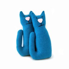 Blue Wool Blanket Sitting Cat-lifestyle-The Vault