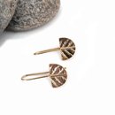 Small Cresent Leaf Disk Earrings Gold Plate