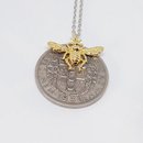 Half Crown Pendant with Large Gold Honeybee