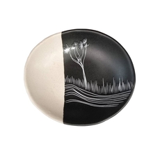 Coastal Ti Kouka Dippled White on Black 10cm Porcelain Bowl-artists-and-brands-The Vault