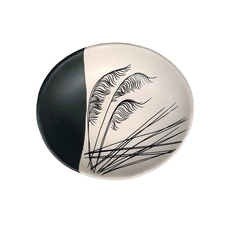 Coastal Toetoe Dippled White on Black 10cm Porcelain Bowl-artists-and-brands-The Vault