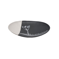 Coastal Ti Kouka White on Black 24cm Porcelain Bowl-artists-and-brands-The Vault