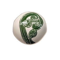 Ponga 2 Green and White 7cm Porcelain Bowl-artists-and-brands-The Vault