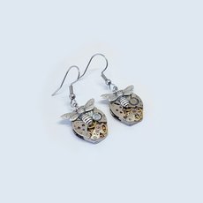 Steampunk Bee Earrings Silver Bee-jewellery-The Vault