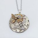 Steampunk Pendant Mixed Metal Bees