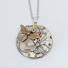 Steampunk Pendant Mixed Metal Bees-jewellery-The Vault