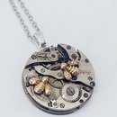 Steampunk Pendant w Tiny Golden Bee